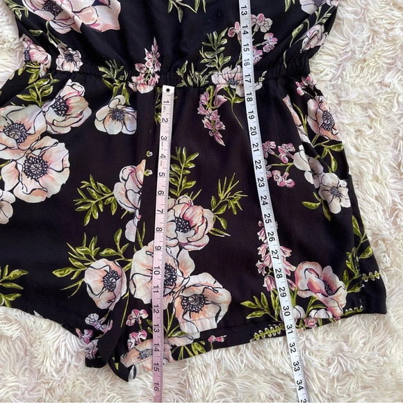 Angie halter backless romper floral print elastic waist black size 1X - Picture 6 of 9